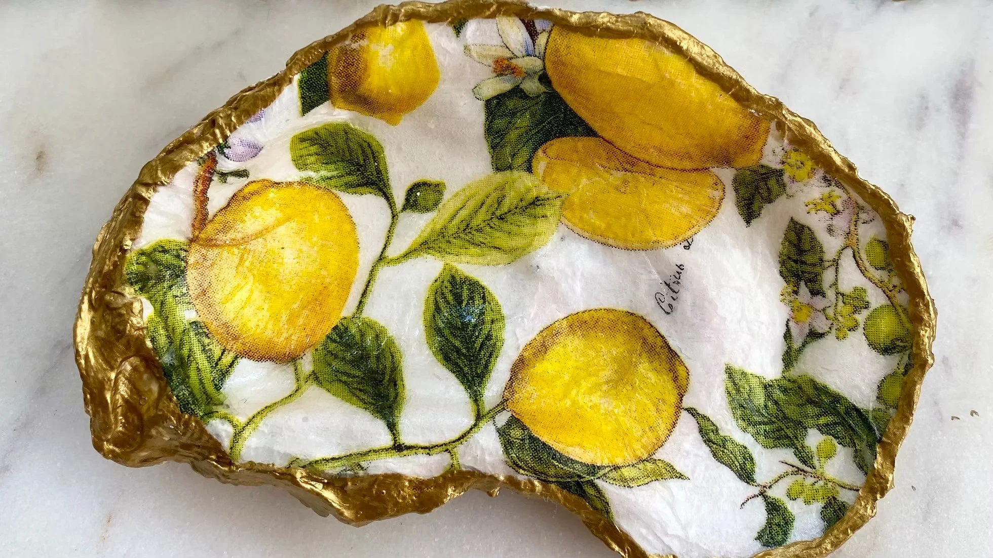 Lemon Oyster Shell Jewelry Dish
